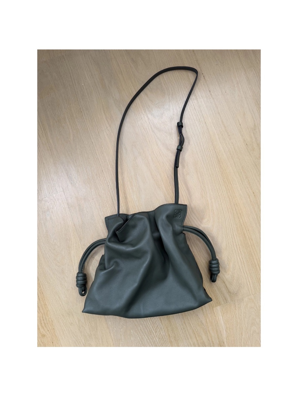Loewe Medium Flamenco Clutch Bag - Muted Grey Green Nappa Leather